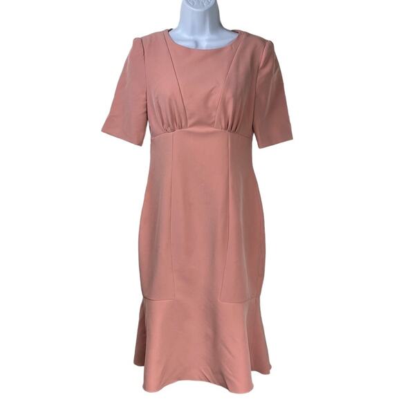 Lands End Blush Pink Fitted Sheath Dress Peplum Hem Size 4 - Picture 1 of 7